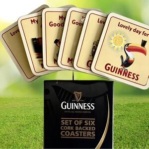 NWT Guinness Beer Coasters Set of 6 in Box From Dublin Ireland Giftable